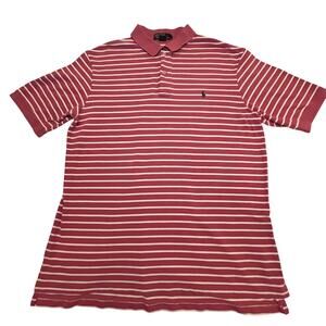 Polo by Ralph Lauren VTG Striped Pink & White Short Sleeve Sz XL Tall